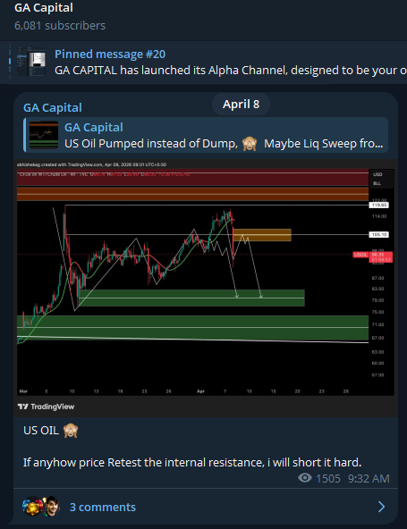 GACryptoO's tweet photo. ⛽️ On April 8th I shared my Projection that $USOIL will go lower towards 75$ 

And now I'm expecting - Once we reach 65$ of zone, we can see price Push up again to grab final liq and Fill the FVG on macro before final flash dump or a good correction. 

It would be imp to see; how long price can hold the 65$ of zone how much time it will take.