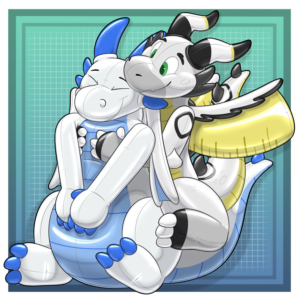 IclossDragon's tweet photo. Precious Pooltoy art I got from a friend who commissioned it from Ryucas. I love it so much! #squeakysaturday #furry #inflatable #squeaky https://t.co/yG9c2tvaMF