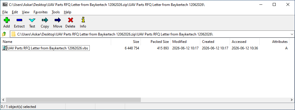 askardyuss's tweet photo. #ThreatIntel: A highly targeted spear-phishing campaign against Turkish defense giant Baykar Tech (#Bayraktar #UAV manufacturer) was discovered on @anyrun_app

The analyzed EML file reveals a critical case of #VendorEmailCompromise (VEC) and #SupplyChain hijacking. The attack originates from aviaventures[.]net, the legitimate domain of Avia Ventures (Baykar's official factory partner in Ukraine). Because SPF, DKIM, and DMARC checks passed perfectly, it confirms the attackers successfully compromised the partner's mail infrastructure to hijack ongoing business threads.

🔍 TECHNICAL DETAILS:

* The delivery vector is a password-protected ZIP archive hosted on LimeWire.
* Contains a heavily padded VBS downloader bloated to 6.14 MB to bypass automated sandbox size limits (often capped at 5 MB).
* Deploys a fileless PowerShell RAT establishing persistence via HKCU Run key disguised as "WindowsUpdateSync" in %APPDATA%\Microsoft\Vault.

🚨 IOCs:

* Compromised Domain: aviaventures[.]net
* Mail Server IP: 37[.]77[.]29[.]120
* C2 Stager URL: hxxp[:]//181[.]215[.]18[.]89/hurry[.]ps1
* Decoy PDF: hxxps[:]//filesdownloadsecurely[.]netlify[.]app/letter[.]pdf
* Downloader MD5: E030A7A1AE5685E62879D522F2DB2104
* RAT MD5: C0376786BD41F9851554000A15E5AB15

#MalwareAnalysis #Infosec #Cybersecurity