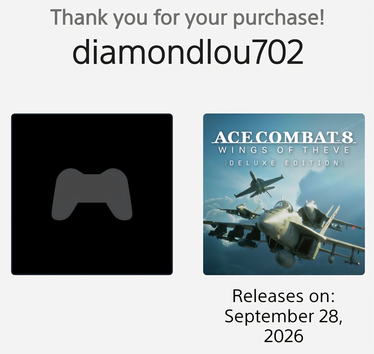 DiamondLouX's tweet photo. I just pre-ordered #AceCombat8 for #PS5 and I'm hyped! 
I'm going to have to start Twitching again 😁 
👇👇👇
https://t.co/WgZjoitajM

#twitchaffiliate #twitch #twitchtv #streamer #AceCombat #ACE8 #DiamondNetMedia https://t.co/atHuvuTahu