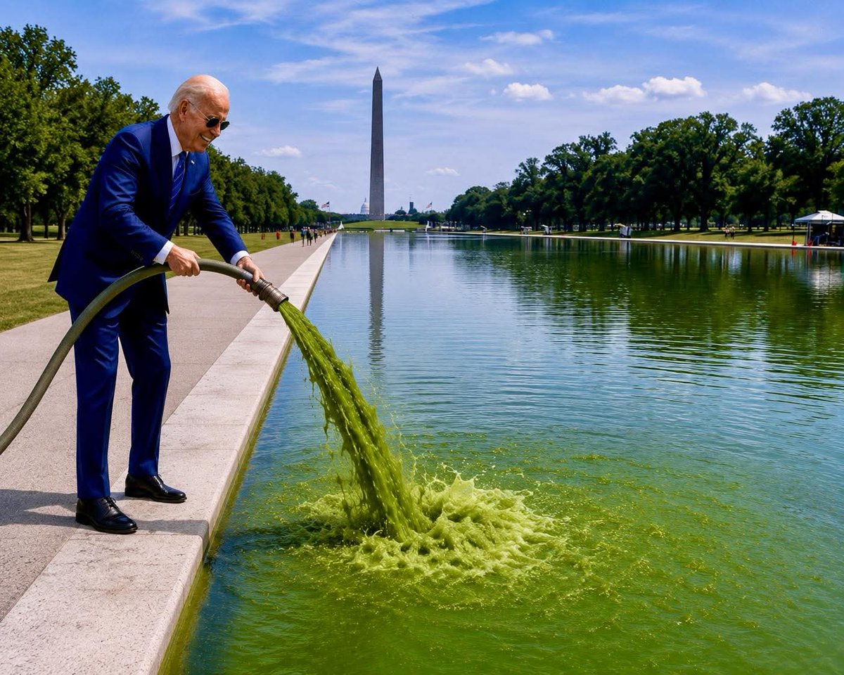 moneyfirstralph's tweet photo. Let the #blamegame begin...It was #JoeBiden 😎✌️ #Antifa 🇺🇸  Everything he touches dies☠️
The #algae-infested #ReflectingPool. #fucktrump #lockhimup #Felon47 #pedo #Rapist #EpsteinCoverup #DraftDodger #iransurrender 👽 https://t.co/y3bUWtFant