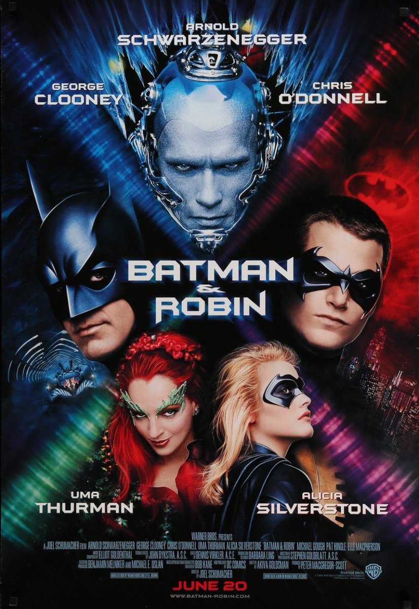 AuxGod_'s tweet photo. 29 years ago today, “Batman &amp; Robin” premiered in theaters

Although it received bad reviews for it being more silly unlike previous Batman’s, the merch and Allstar cast would help this gross $238M off an $145M budget 

Did you enjoy this Batman movie as a kid? 🤔 https://t.co/PX3OpPSRf6