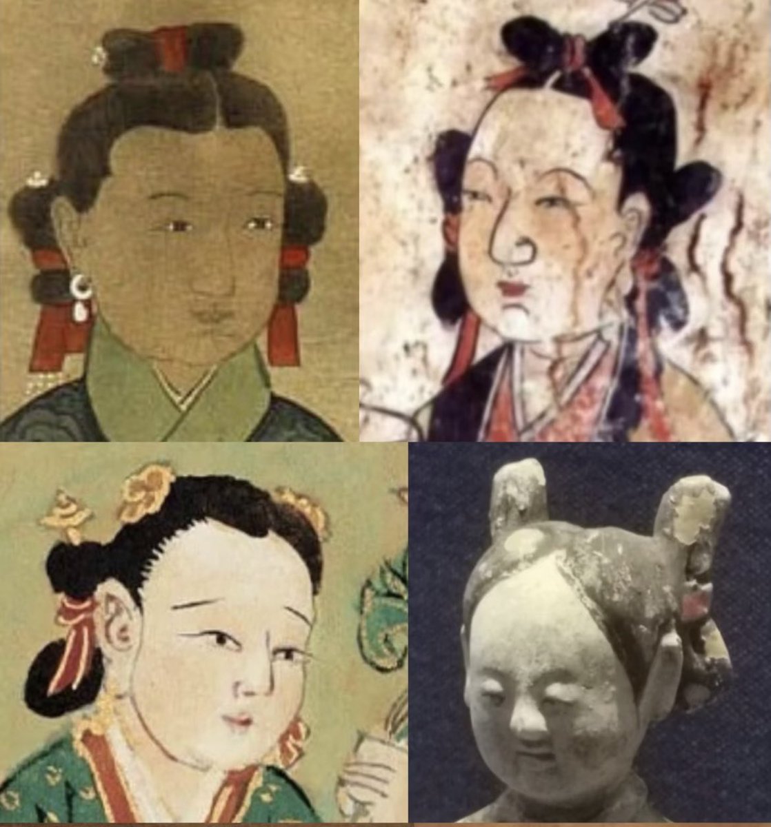 Auirolpdq's tweet photo. 第一张中国女生的发型双垂髻，文物超清晰，我啥时候能看到韩国的文物呢，还有男人的服饰是在画《三国演义》的服饰吗？哈哈哈没有文物臆想的挪用��他国家的无耻行为，我很佩服韩国人呢🤭 https://t.co/BXfL51bjfD