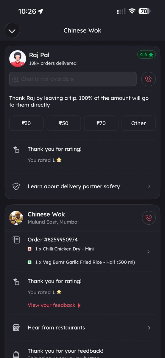 darshanfun's tweet photo. @zomato pathetic experience… ordered a veg n non veg item with cold drink n side order and received two non veg dishes. When connected with support the only option was half refund and then that option was changed to no support stay happy with the wrong order https://t.co/Tl4rUe1riP