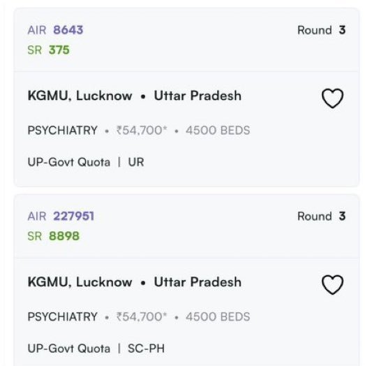 MeritvsQuota's tweet photo. NEET PG Psychiatry at KGMU Lucknow

General Category
Marks - 562 Marks / 800
Rank - AIR 8,644 
REJECTED

SC Category 
Marks - 45 Marks / 800
Rank - AIR 2,27,951
ACCEPTED 

Then we see NEET Paper Leaks.

This is Vishwalodu not Vishwaguru 🤡 https://t.co/J142YbIz9N