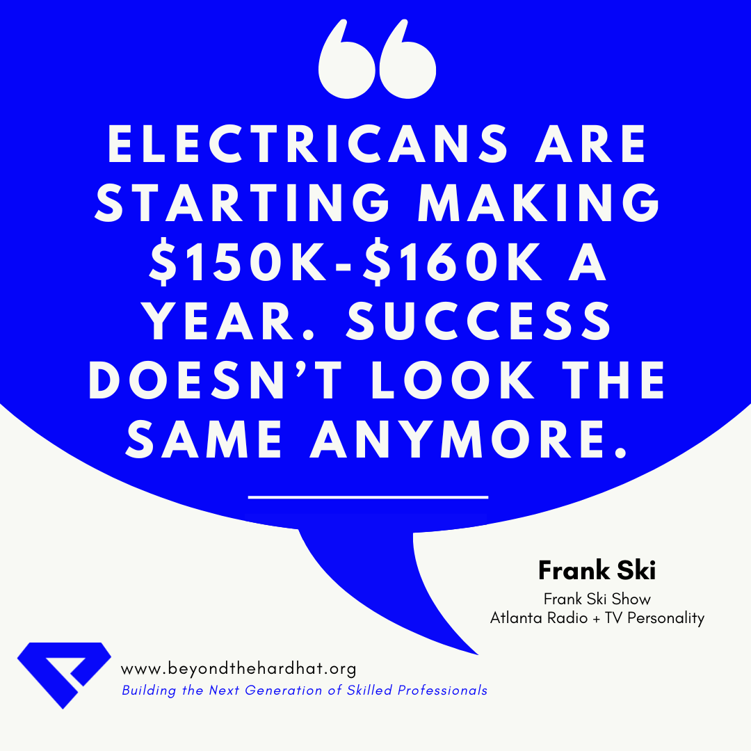 BeyondHardHat's tweet photo. For years Frank Ski told young men: go to college. Then he read Lowe's  dropped $250M training plumbers &amp; electricians. Why? AI is taking the "white collar" jobs, but not the trades! #FREEGAME - the hard hat was never the backup plan. It was always THE plan. #beyondthehardhat https://t.co/I7qC14BOFh