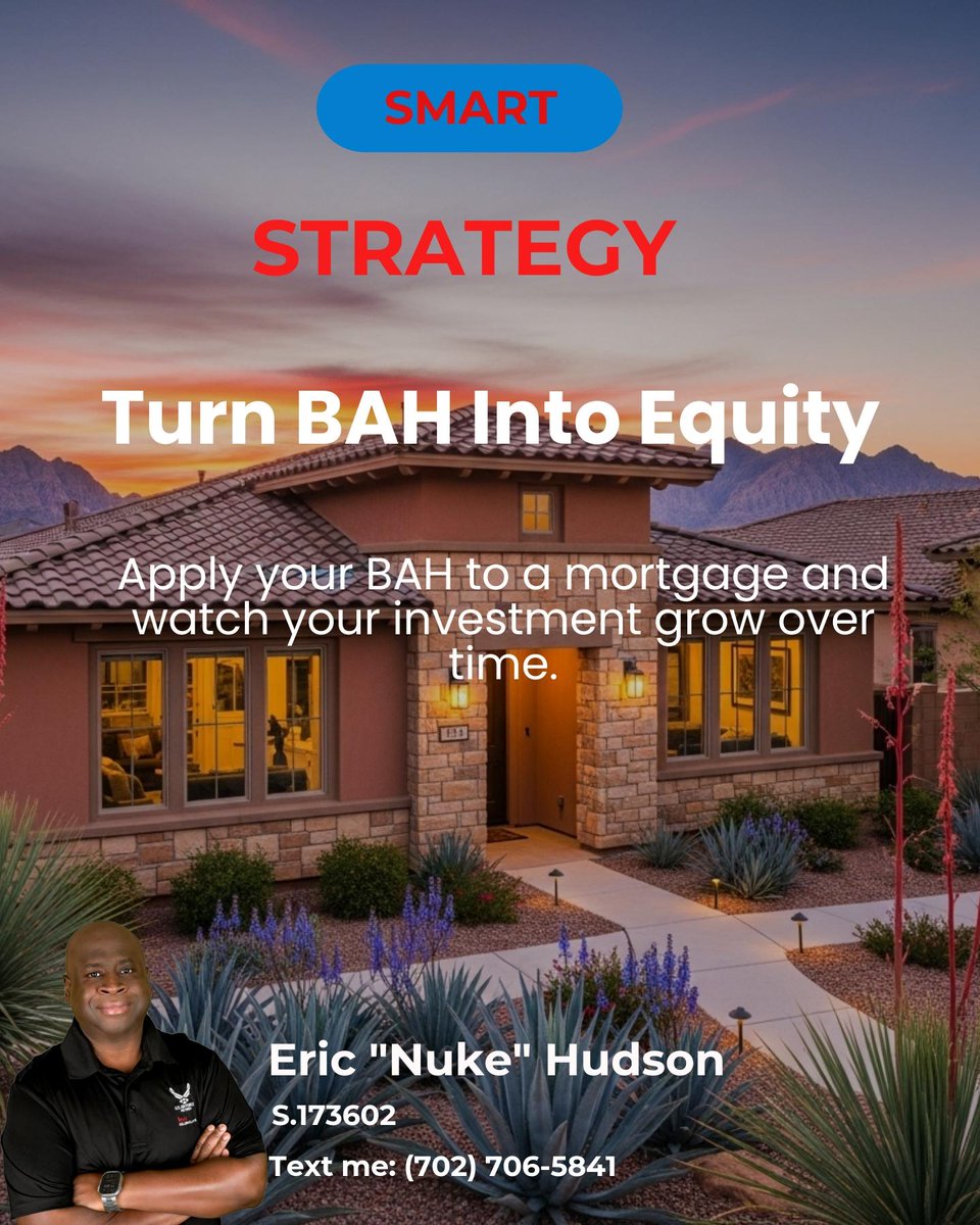 EricSellsVegas's tweet photo. PCS to Nellis or Creech? Using VA loan benefits right as you arrive can let your BAH build equity, not just cover rent. 🏡💪

Would you buy or rent if you were moving to Las Vegas? https://t.co/b64PsZrG97