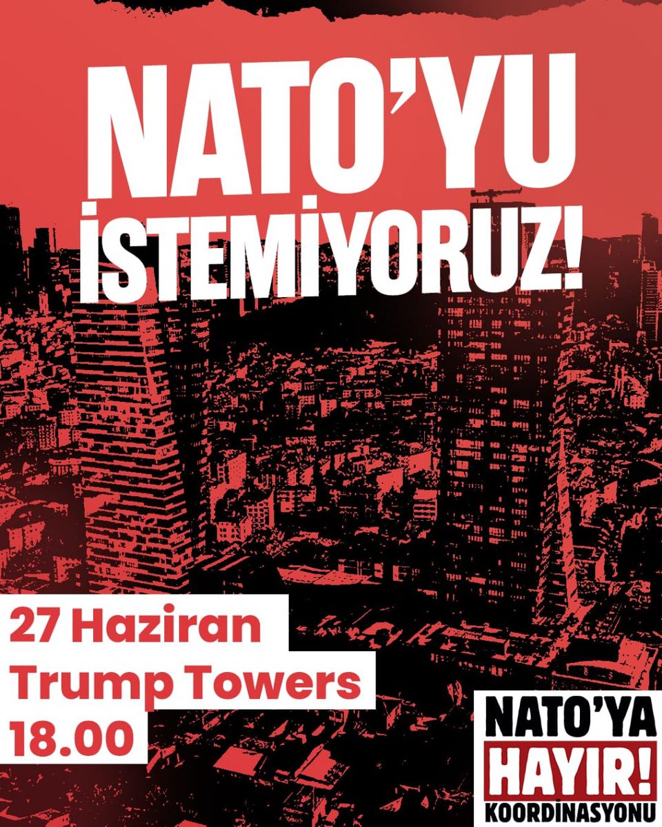 idpgenelmerkezi's tweet photo. 📣 Eylem çağrısı!

İşçi Demokrasisi Partisi'nin de imzacılarından olduğu Nato'ya Hayır Koordinasyonu 27 Haziran Cumartesi günü 18:00'de Trump Towers önünde "Nato'yu İstemiyoruz!" eylemi gerçekleştirecek. https://t.co/WlyiEUiNVZ