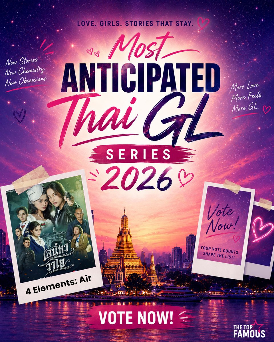 TheTopFamous's tweet photo. 🔗 Vote link is in the FIRST REPLY👇
Is 4 Elements: Air your most anticipated Thai GL series of 2026?
Show your support and vote now! 💙
Every vote counts! Share with fellow fans.
#4ElementsAir #4Elements #AirSeries #ThaiGL #GLSeries #GirlsLove #ThaiGirlsLove #ThaiDrama #ThaiSeries #GLDrama #ThaiEntertainment #ThaiActresses #ThaiFandom #GLFandom #FreenBecky #FreenSarocha #BeckyArmstrong #ThaiGL2026 #UpcomingThaiGL #AnticipatedSeries #MostAnticipated #FanVote #GLCommunity #ThaiTV #DramaSeries #Series2026