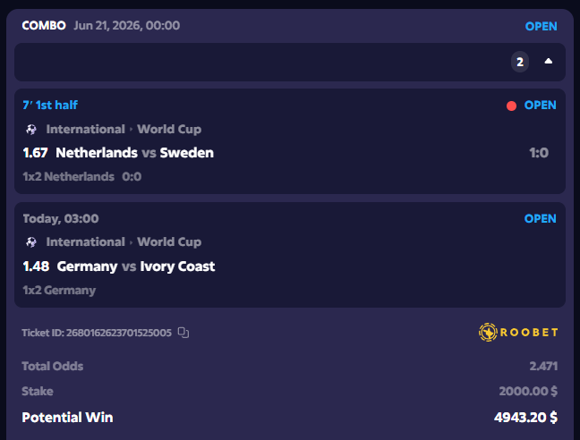 dzudista's tweet photo. LET'S GO 🇳🇱 &amp; 🇩🇪
TIME TO BREAK THE CURSE!

RT + FOLLOW 👀
IF THIS TICKET HITS, I'M GIVING AWAY 2x $25 💸

LET'S GET OUR FIRST WORLD CUP CASHOUT 🎯 https://t.co/lmTCdQNWVA