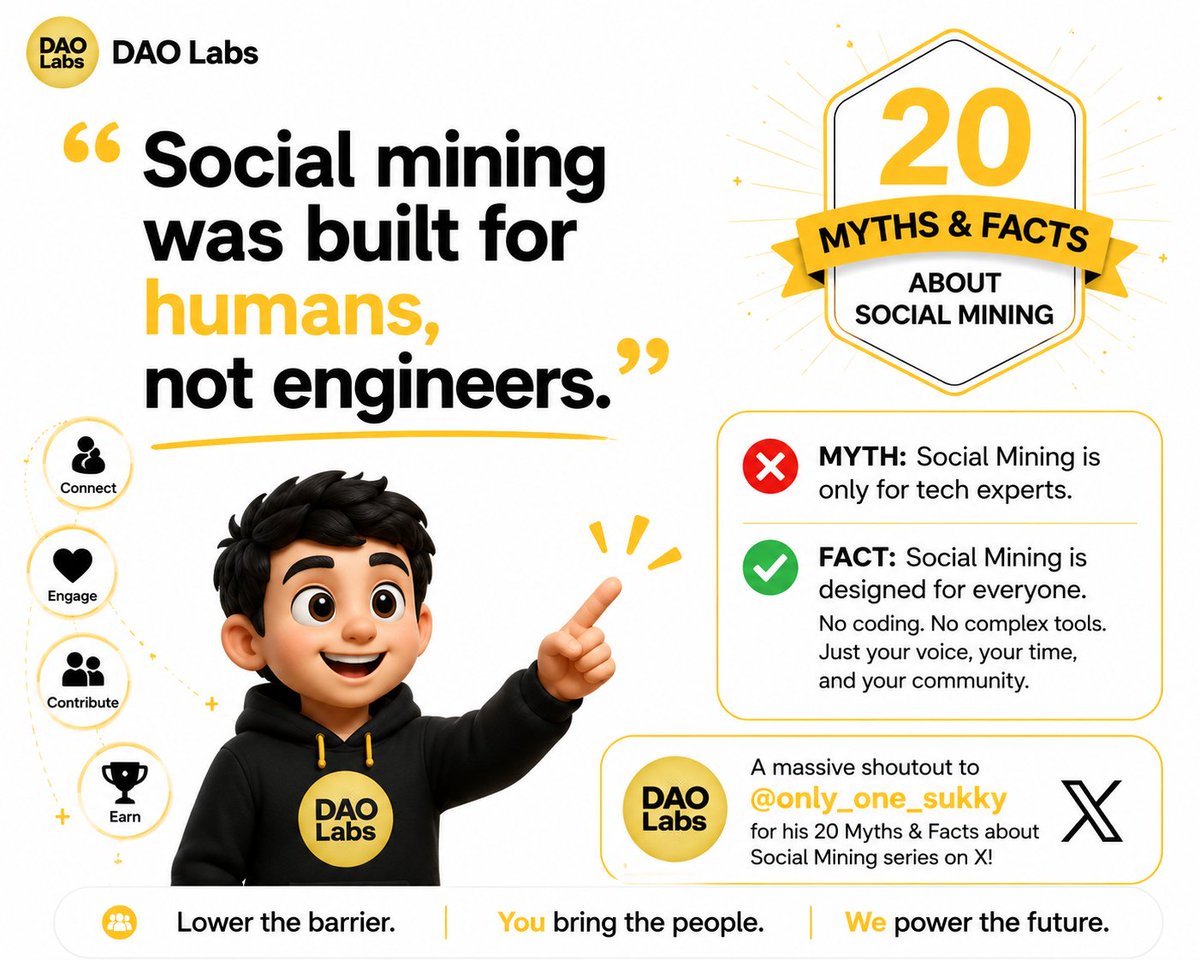crypto_cruise's tweet photo. "Social mining was built for humans, not engineers."....💯🥹
Shoutout to @only_one_sukky for his 20 Myths &amp; Facts series on X. In DAOVERSE, value comes from engagement, creativity, and community impact—not technical expertise. Everyone has a chance to contribute and earn here..❤️ https://t.co/ko7WGbJBRA