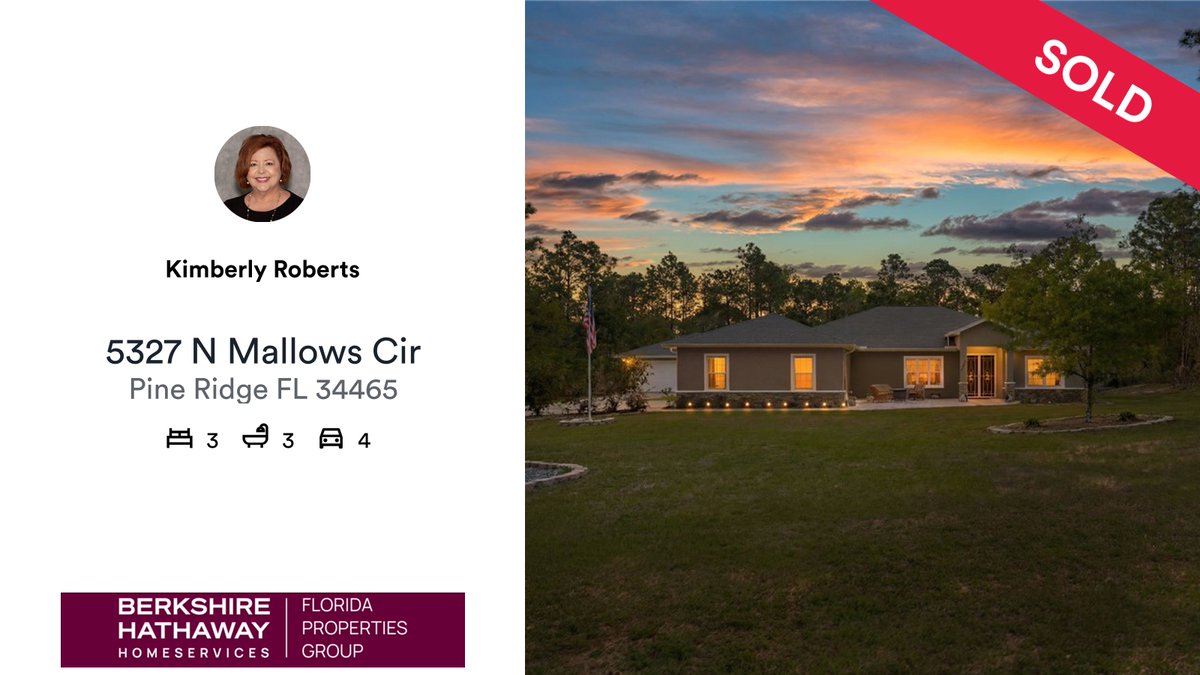 KimKnowsHomes's tweet photo. 🛌 3 🛀 3 🚘 4
📍 5327 N Mallows Cir, Pine Ridge, FL, 34465

My latest sale on RateMyAgent.

https://t.co/KfzrINHrSD

...
#ratemyagent #realestate #Berkshire_Hathaway_HomeServices_Florida_Properties_Group_Spring_Hill_ https://t.co/iLweKDa3Po
