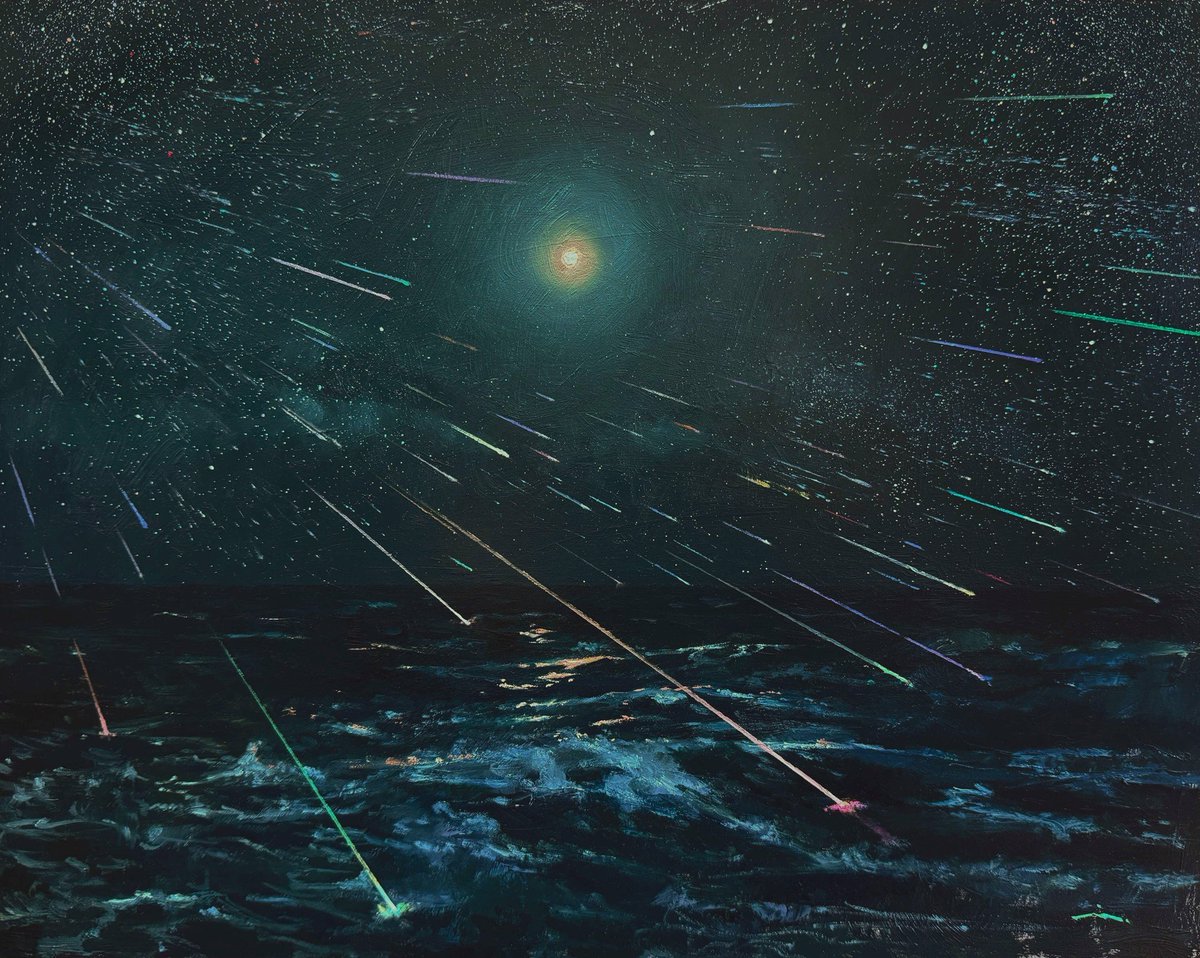 ArtorOtherThing's tweet photo. Meteor Shower, oil on panel by Mia Bergeron https://t.co/rpCNUcoR3h