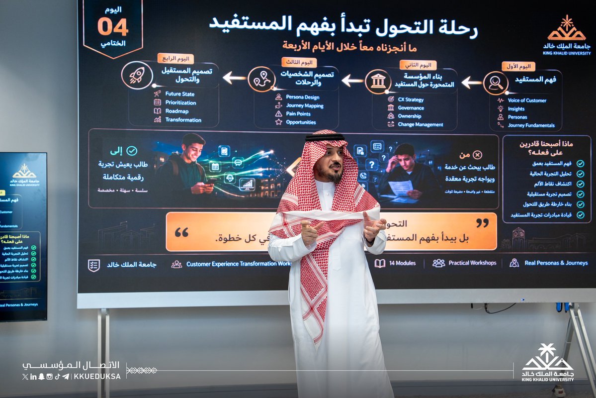 kkueduksa's tweet photo. اختتمت #جامعة_الملك_خالد البرنامج التدريبي المتخصص في تجربة المستفيد الذي قدمه المستشار أ.أحمد حامد صالح واستهدف فريق مشروع تجربة المستفيد بالجامعة #شاملKKU واستمر على مدى 4 أيام، وكرّم المشرف على المشروع د.علي بن محمد آل قروي في ختام البرنامج المشاركين.. https://t.co/JSPsOHqR0B