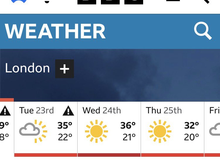 NeilClark66's tweet photo. Here we go again. Not that long ago it was a very big thing if the temperature climbed above 30C in the UK, (I remember when 80F (26.6C) was regarded as very hot)- now we get these 30C+ heatwaves every few weeks. https://t.co/rNrkxaihPs