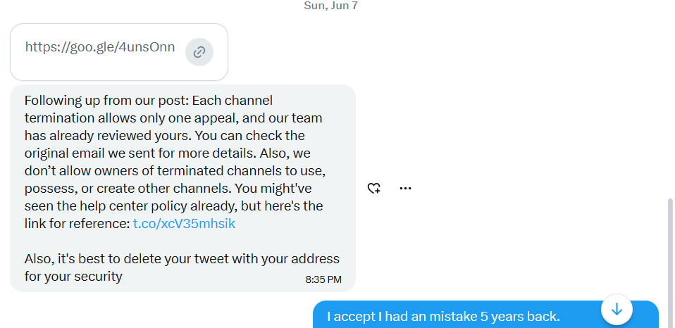 programography's tweet photo. @TeamYouTube this is not the solution.

I respectfully request a final manual review of my case.

My educational channel, Programography, was created on July 10, 2023 at 1:55 PM:
https://t.co/PIAaie9PIA
This channel was dedicated to educational content including SQL, programming, databases, web development, AI/ML, and technical training. Over the years, I invested significant time and effort into creating more than 500 educational videos to help students learn practical skills.

I recently learned that an older YouTube channel associated with my account was terminated on September 23, 2024 at 11:11 AM:
https://t.co/BZvRjIhQeS

This older channel was not an educational or business channel. It was primarily used to store personal memories, college-life videos, and private content from my student years. Most of the content was kept private and was never intended for public distribution.
Most importantly, the timeline shows that Programography was created on July 10, 2023, which was more than one year before the older channel was terminated on September 23, 2024. Therefore, Programography could not have been created to evade or circumvent a termination that had not yet occurred.

At the time, I was not aware that the older channel had been terminated. Because I did not know about the termination, I did not submit an appeal or take any action regarding that channel. Programography was created independently as part of my teaching journey and training institute activities.

I respectfully request that the review team carefully examine the timeline, ownership history, account activity, and educational content of Programography. I believe the Circumvention Policy may have been applied due to an incorrect association between accounts rather than the actual purpose and history of the educational channel.

I kindly ask for a thorough manual review of my case and the educational content on Programography.

Thank you for your time and consideration.
#youtube #TeamYouTube @YouTube @YouTubeIndia