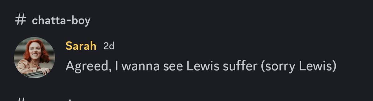 ExistentialBobo's tweet photo. @SarahKempter  Bringing him and his relationships up CONSTANTLY in the server. Looking through your messages on the server, you never mention ANY other band member by name, and bring Lewis up every chance you can. https://t.co/vT7mmszIwU