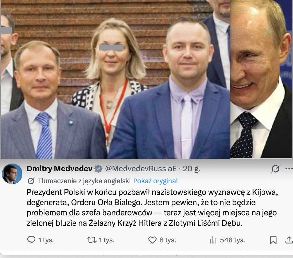 Tomasz5ek's tweet photo. Miedwiediew łagodnie opieprzył @NawrockiKn za to, że tyle musiał czekać. 
Dlaczego Miedwiediew może opieprzać Nawrockiego?
Odpowiedź tutaj: https://t.co/cpT81m7itf https://t.co/7GWCStvaBI