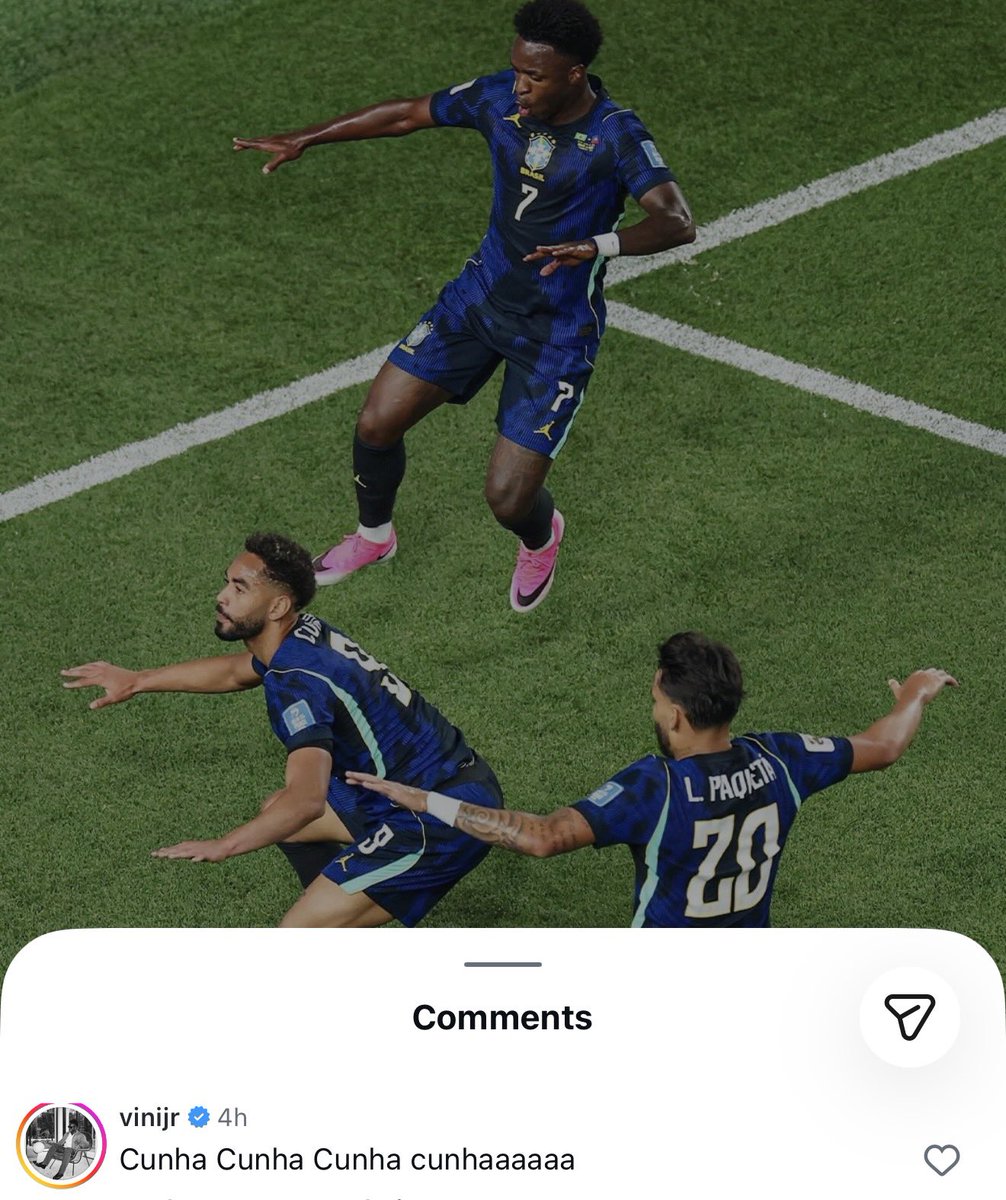 Utdtruthful's tweet photo. 📲 Vini Jr replying to Matheus Cunha 😁🇧🇷 https://t.co/3UbVnYsyVR