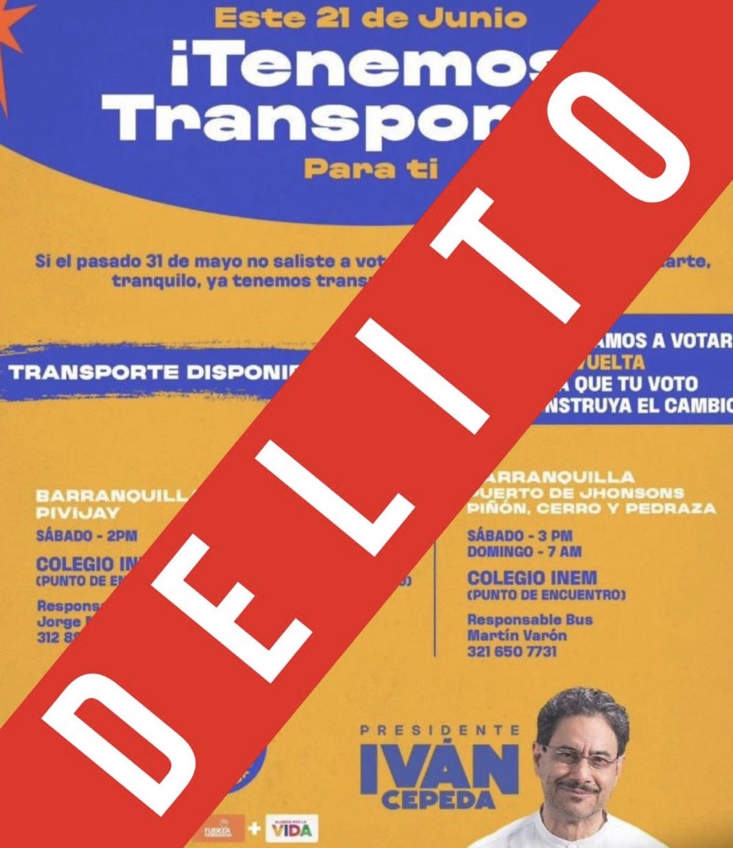 chadanrosado's tweet photo. Transportar votantes a su antojo es constreñir al elector , es delito. La democracia se alimenta de libertad y de autonomía para elegir. El voto popular es sagrado y todos debemos cuidarlo. Las autoridades deben actuar y evitar este tipo de comportamientos. https://t.co/BFeDEd8Sjw