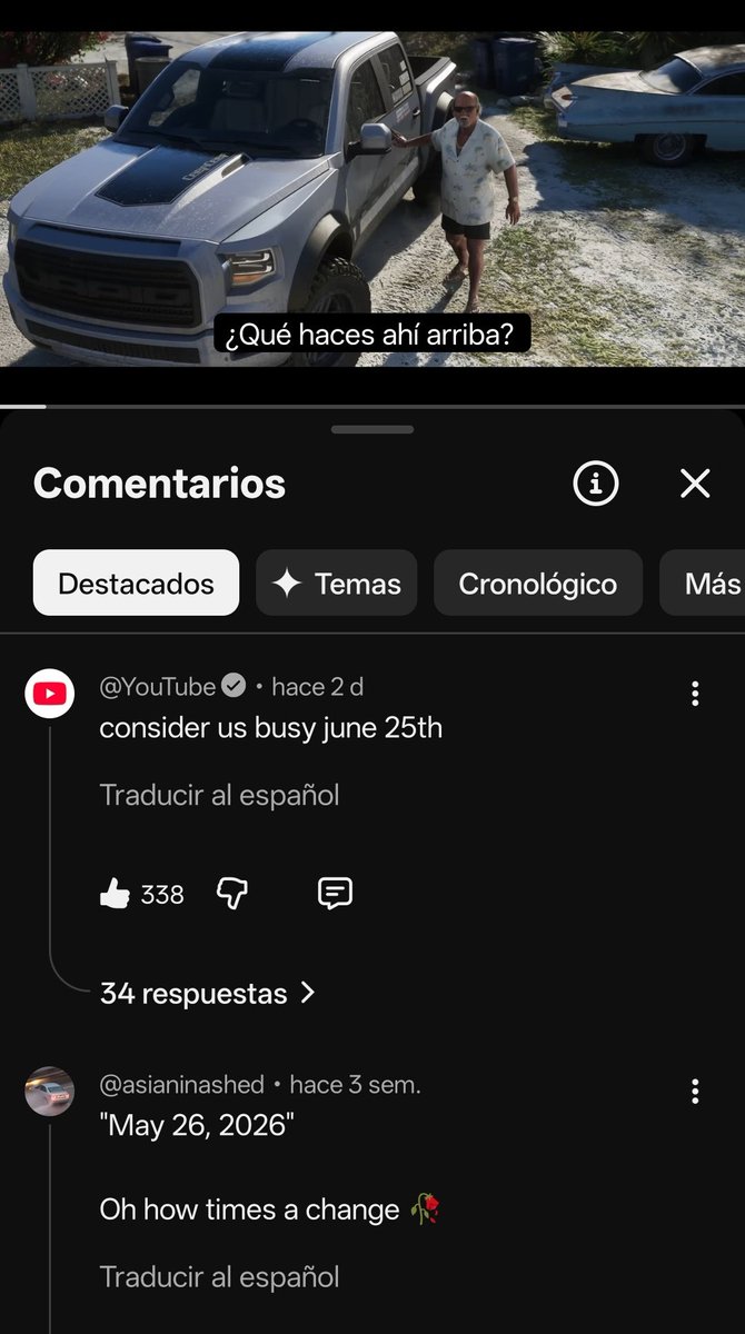 media_fonia's tweet photo. @SoyAlexWhite Hola, Álex! ¿Qué opinas de esto que ha puesto la cuenta oficial de YouTube en el Trailer 2? ¿Crees que se viene el Trailer 3 de GTA 6 este 25 de junio? https://t.co/hu77k5Zibx
