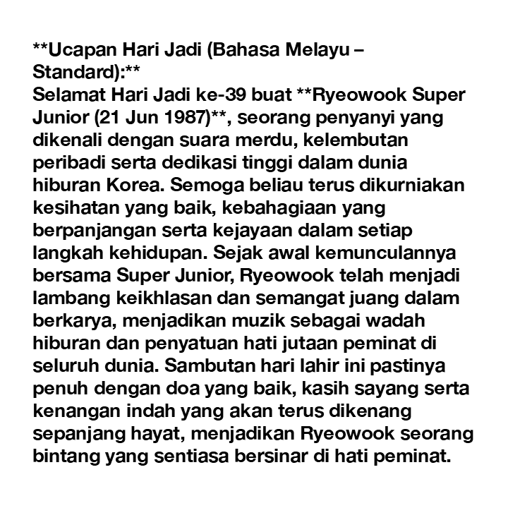MAmirG_2001's tweet photo. Selamat Hari Ulangtahun/Selamat Hari Jadi Ryeowook ke-39 #smtown #superjunior #ryeowook #슈퍼주니어 #려욱 #rri #tvri #mnc #scm #transcorp #sctv #rcti #mnctv #transtv #trans7 #rtm #rtmmalaysia #radiotelevisyenmalaysia #ai #aiphoto #gambarai #ai사진 https://t.co/q44hjaap9a