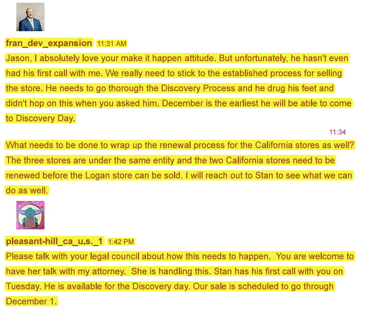 bbq_counselor's tweet photo. RECKLESS BEN: Here is a Slack conversation between a BAM person nicknamed "fran_dev_expansion" and a former BAM franchisee (who was breaking up with BAM in 2023).  Hand wringing by the BAM guy, and an odd reference to "feet".  Remind you of anyone? https://t.co/Ft9nYlllCx