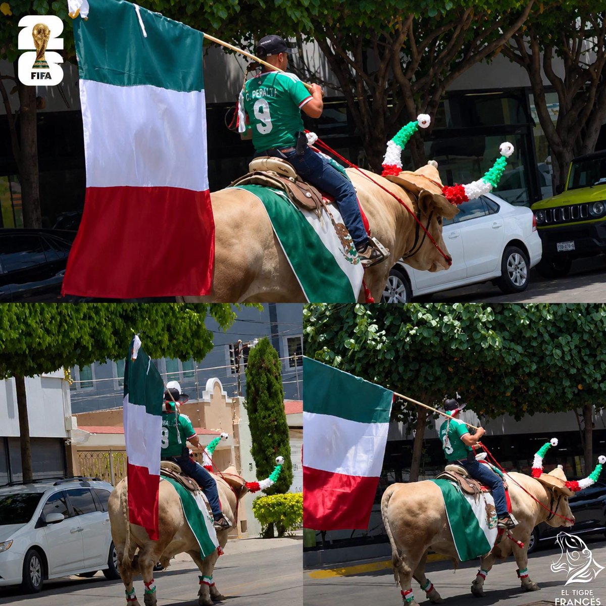 VigiaCiudadano7's tweet photo. ¡LA NASA LO ESTÁ BUSCANDO! 🤣🫵🏼

🗣️|; Un aficionado llegó al estadio AKRON en Guadalajara en un toro, a falta de Uber por alta demanda y a falta de estacionamiento, se llevó a su toro y lo estacionó abajo de un árbol cerca del estadio

Esta imagen se hizo mega viral, pues la FIFA ya está buscando al toro para darle un premio

¡MÉXICO SUPERANDO A LA IA!🤖 🇲🇽👏🏼