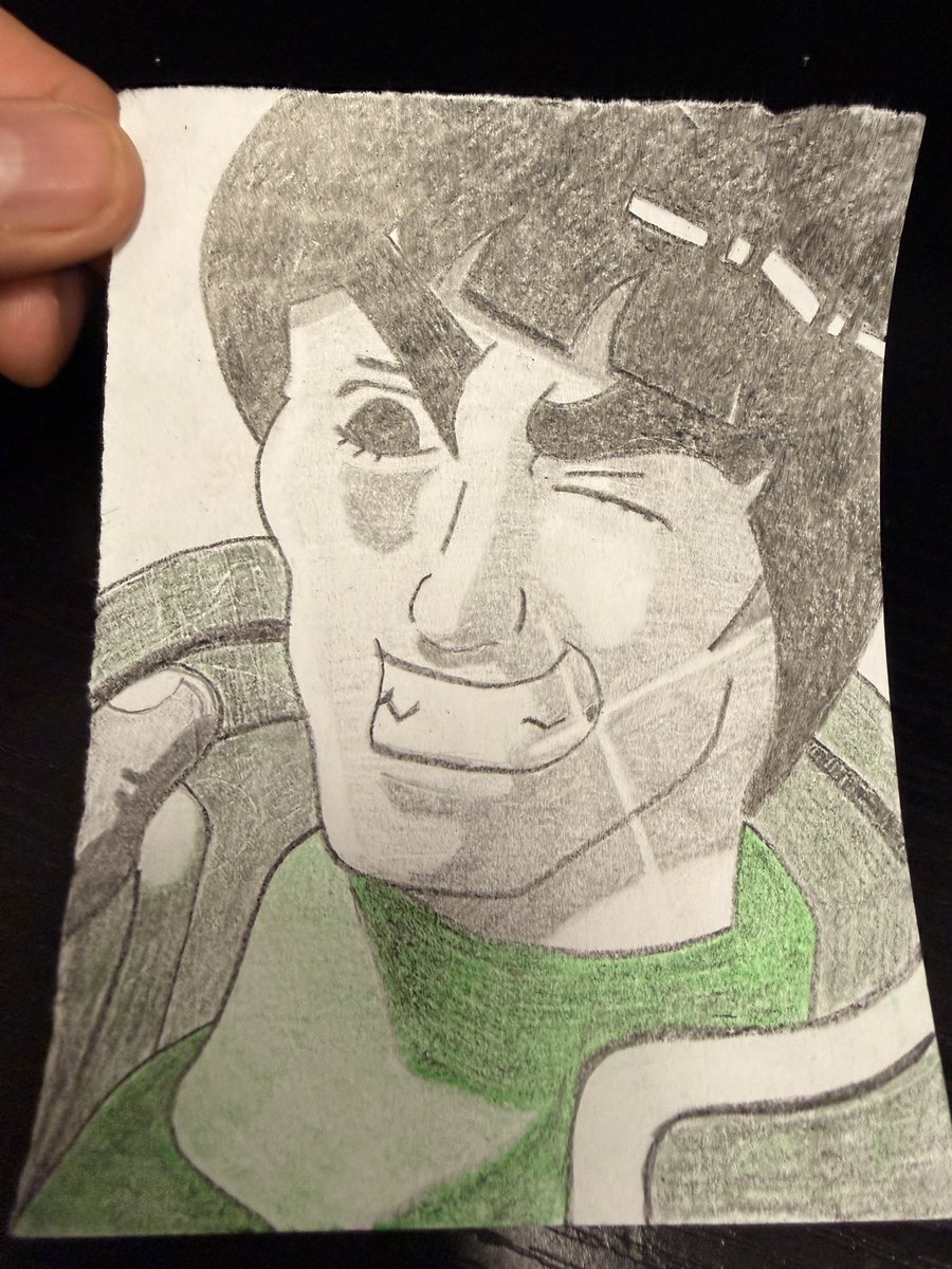 bosshogbond's tweet photo. A drawing of Might Guy using @PentelUK Multi 8 Colored Pencil it’s very convenient for sketching and not having to carry multiple tools @Naruto_Anime_EN @ColdestShinobi #mightguy #naruto #anime #animevibes @Anime @animeupdates #multi8 https://t.co/H4TncbgG53