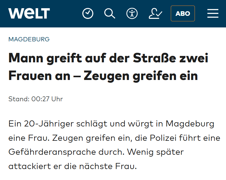 maternus's tweet photo. Afghane attackiert und verletzt eine Frau und - nein, nicht was Ihr jetzt denkt - wird nicht verhaftet, sondern erhält eine "Gefährderansprache". Läuft weiter herum und verletzt eine weitere Frau. Dann doch Festnahme.

Aber wehe, du sagst in Lala-Land "Lackaffe". https://t.co/Ah3jj9xav2