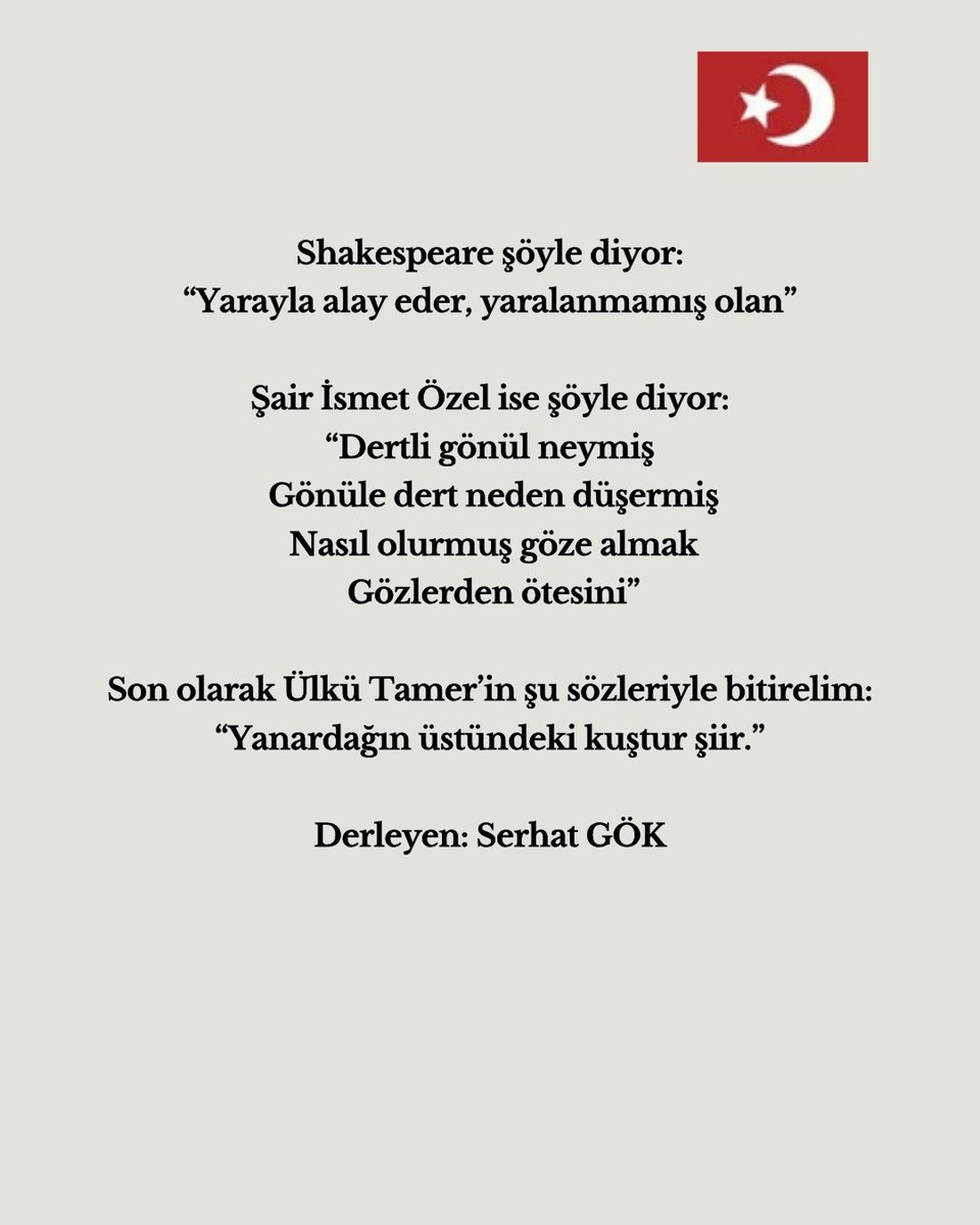 gamzede_111's tweet photo. Yaralı Olanın İniltisi: Şiir.

Asaf Halet Çelebi
İsmet Özel 
Ülkü Tamer
Shakespeare https://t.co/o7kE3q6RTQ