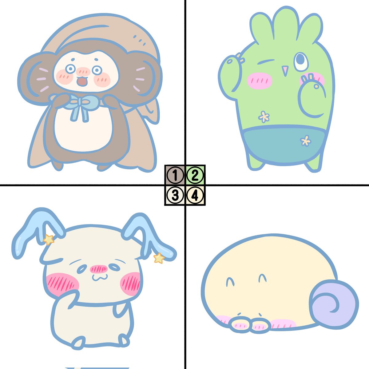 wetti_24's tweet photo. IRIAMフレンズのファンアート
「照れ屋シリーズ人気投票トーナメント」1日目の結果発表
①ぶくちゃ　89票
②さぼぼん　127票
③ホシーカ　145票
④つむるん　128票
※約2時間での集計

決勝進出
③ホシーカ　145票
④つむるん　128票 https://t.co/qSxMCPWWgy