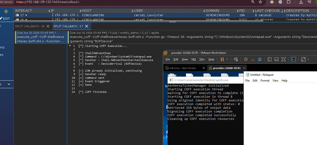 0xHossam's tweet photo. I published a small repo for some fresh windows execution-path hunting, covering a BOF for the undocumented Shell.HWEventHandlerShellExecute AutoPlay COM handler flow for execution, also with other notes on ssh-shellhost.exe as a new PTY-based execution LOLBin-ish path. Read more: https://t.co/WBpYNTPe4I #redteam