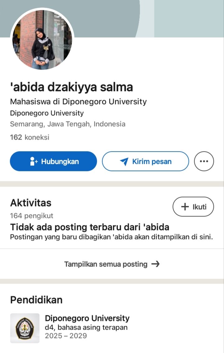 rootinhell11's tweet photo. 'abida dzakiyya salma d4 bahasa asing terapan undip usn akun first @/aikysa_ (deact) usn sec acc @/sweetieh0mes (deact) https://t.co/Mc3sgHQMng