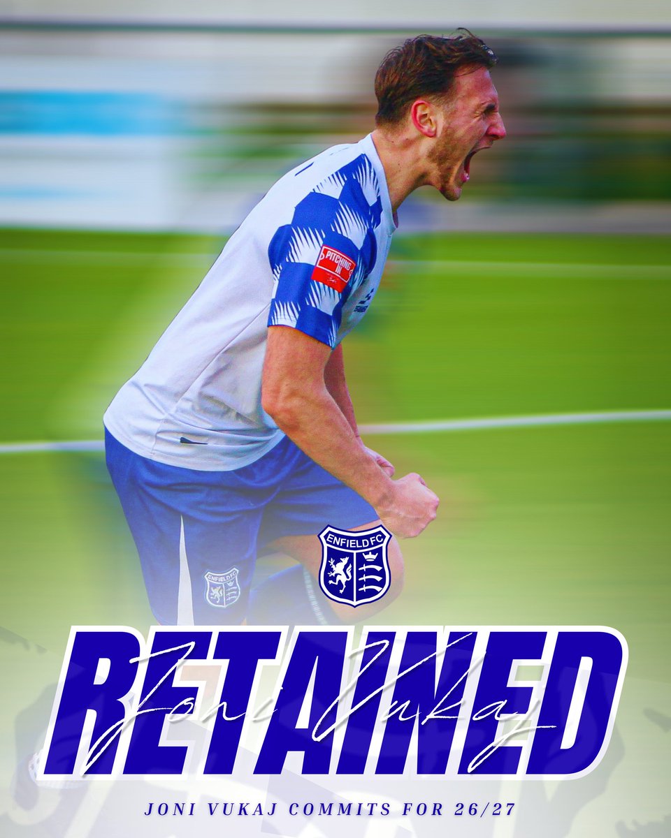 EnfieldFC's tweet photo. 🤝 We are delighted to announce that midfielder Joni Vukaj has agreed to stay with The E's for the upcoming season!

#WeAreTheEs https://t.co/DJoqZWzvMb