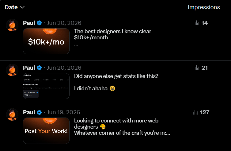 itsnodesigner's tweet photo. In 24 hours, each of these posts will have at least 1,000 views

You can check it yourself

Later, I’ll share exactly how to do it https://t.co/NAqLK5Su5r
