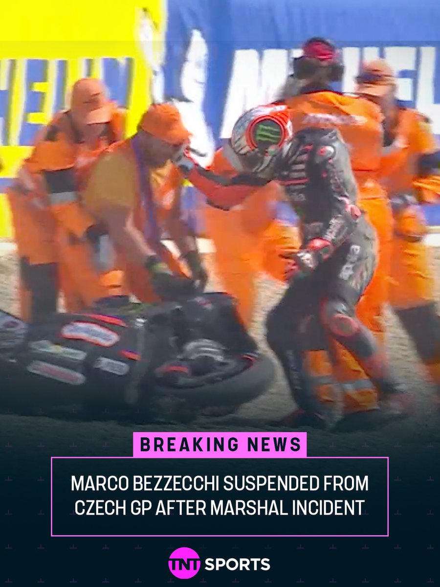 bikesontnt's tweet photo. 🚨 BEZZECCHI IS OUT OF THE #CzechGP! 🚨

Following his altercation with a Marshal during the Sprint, the #MotoGP World Championship leader will miss the rest of the GP 💥 https://t.co/D6OwnCymNh