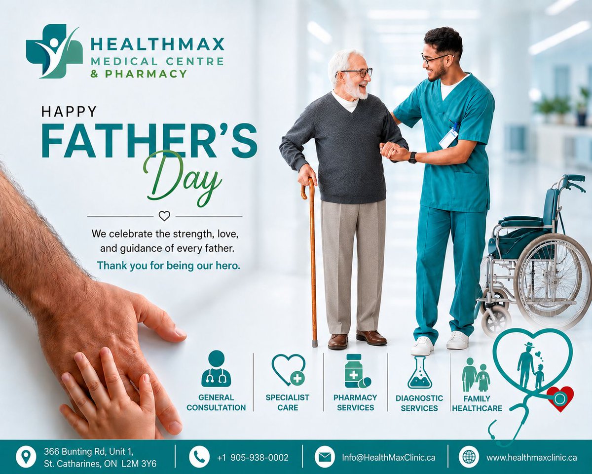 HealthMaxMedCtr's tweet photo. HAPPY FATHER'S DAY
by
HealthMax Medical Centre
☎️ +19059380002
📧 Info@HealthMaxClinic.ca
🌐 https://t.co/klgjWpdwdx
#FathersDay #Fatherhood #HeroDad #LoveAndStrength #FamilyFirst #DadLife #ThankYouDad #FatherFigures #CelebrateDads #HealthMaxMedicalCentre #HealthMax #ImranYaqoob https://t.co/bjZ5yo00yl