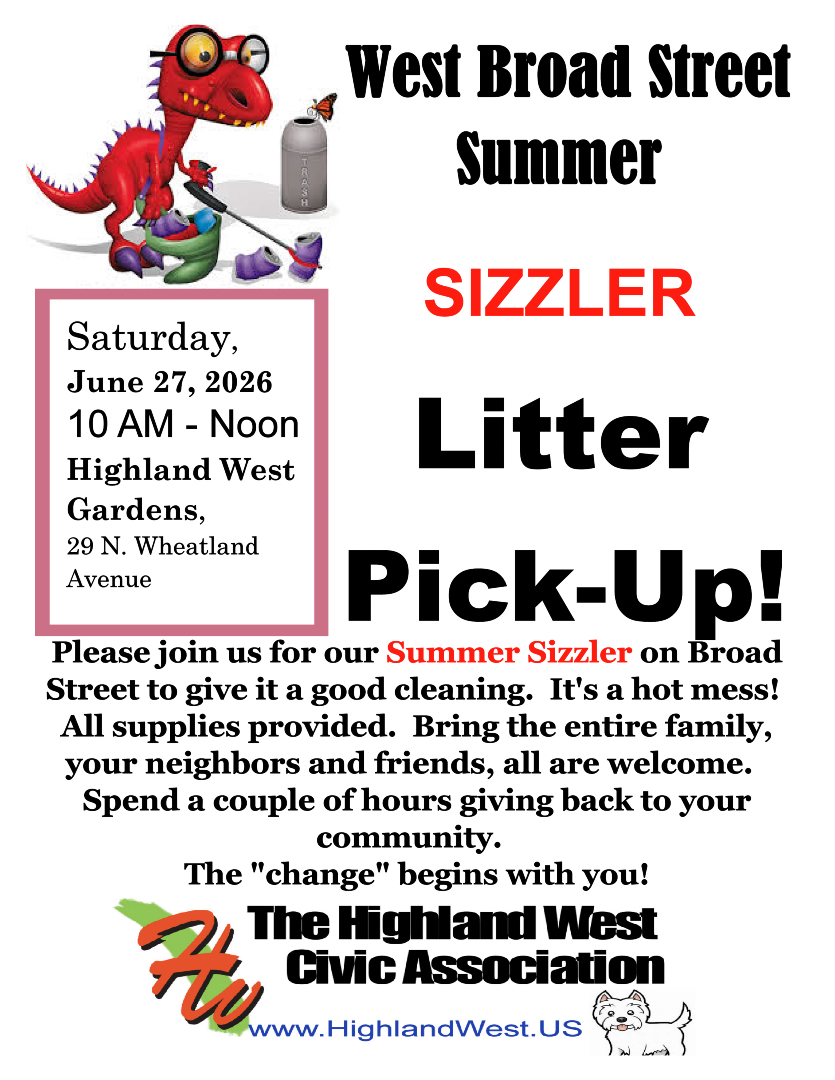 KCBColumbus's tweet photo. Join our partners with the Highland West Civic Association on Saturday, June 27th at 10 a.m. for their Summer Sizzler Litter Pick-Up along Broad Street. https://t.co/CldkQe4fYr