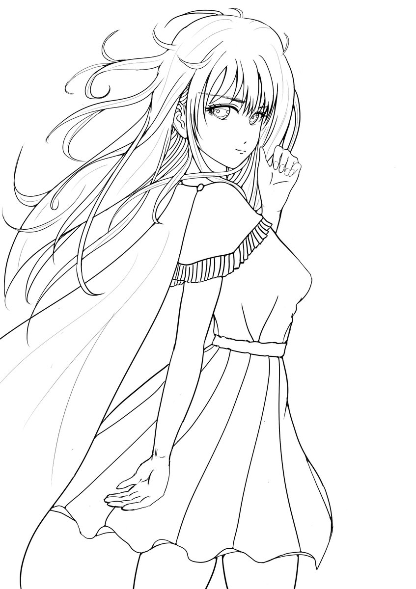 オリジナルイラストの線画です。 #絵描きさんと繋がりたい #絵柄が好み