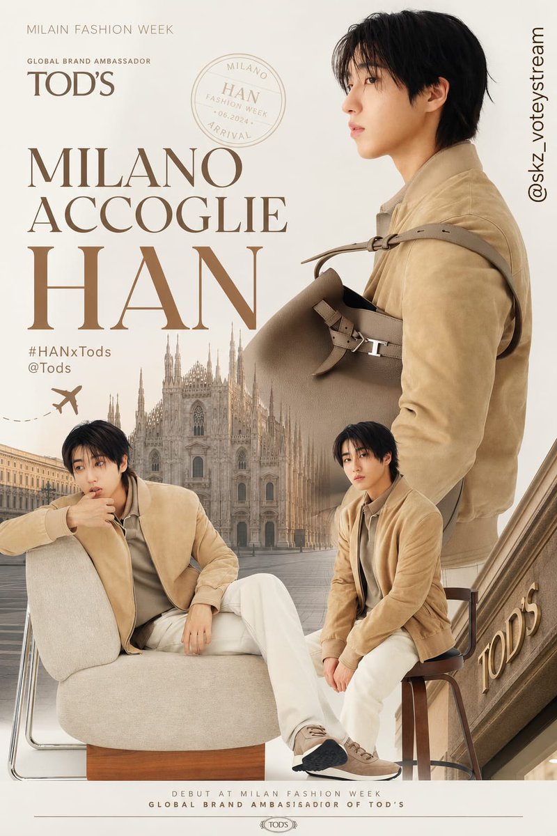 skz_voteystream's tweet photo. 🇮🇹✨ MILANO ACCOGLIE HAN 

Han ya está en Milán para su debut en la Fashion Week como Embajador Global de TOD'S. 🤎👜

¡Que disfrute cada momento de esta increíble experiencia! Estamos orgullosos de acompañarlo en este nuevo capítulo. ✈️✨

STAY ✨✨ Elige tus postres favoritos y hagamos tendencia!!! 

MILANO ACCOGLIE HAN 
#HANxTods @Tods

[🐿️✨️]