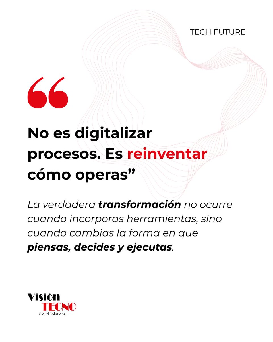 VisionTecno's tweet photo. “No es digitalizar procesos. Es reinventar cómo operas.”

La diferencia real no está en la tecnología que adoptas, sino en las decisiones que dejas de tomar como antes. https://t.co/FlXyQ8QXEQ
