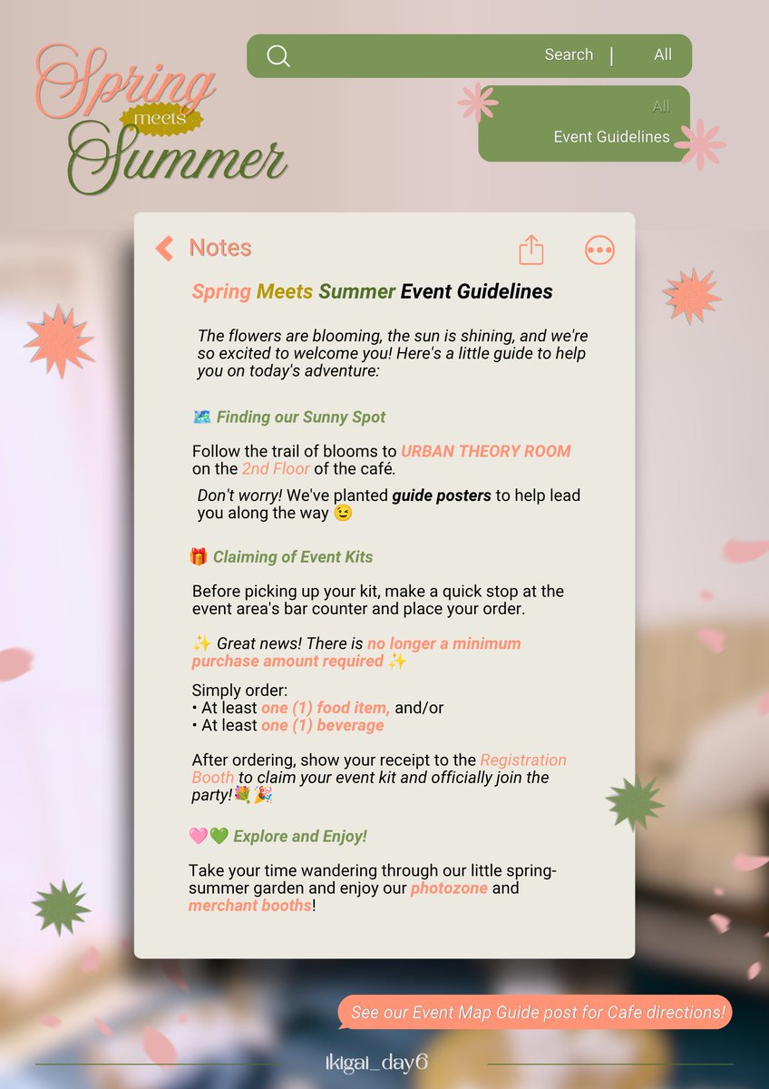 ikigai_day6's tweet photo. [#springmeetssummer_dwp]

Rise and Shine, My Days!🌤️🌻

Before we wander through blooming springs and sunny summer skies together, take a moment to read our Event Guidelines 💌

See you where the flowers bloom and the sunshine lingers 🌷✨ https://t.co/Z3SJRQgUJL