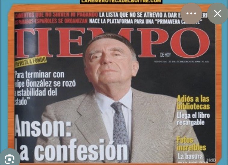 JesusSoriaD's tweet photo. Simplemente recordar en estos días política y judicialmente convulsos…ANSON, destacado periodista (presidente agencia EFE, Fundador de La Razón…) hace décadas, declaró en 1.998: 
“Para TERMINAR con FELIPE González se rozó la ESTABILIDAD del ESTADO”. https://t.co/5SZJBmvnvO