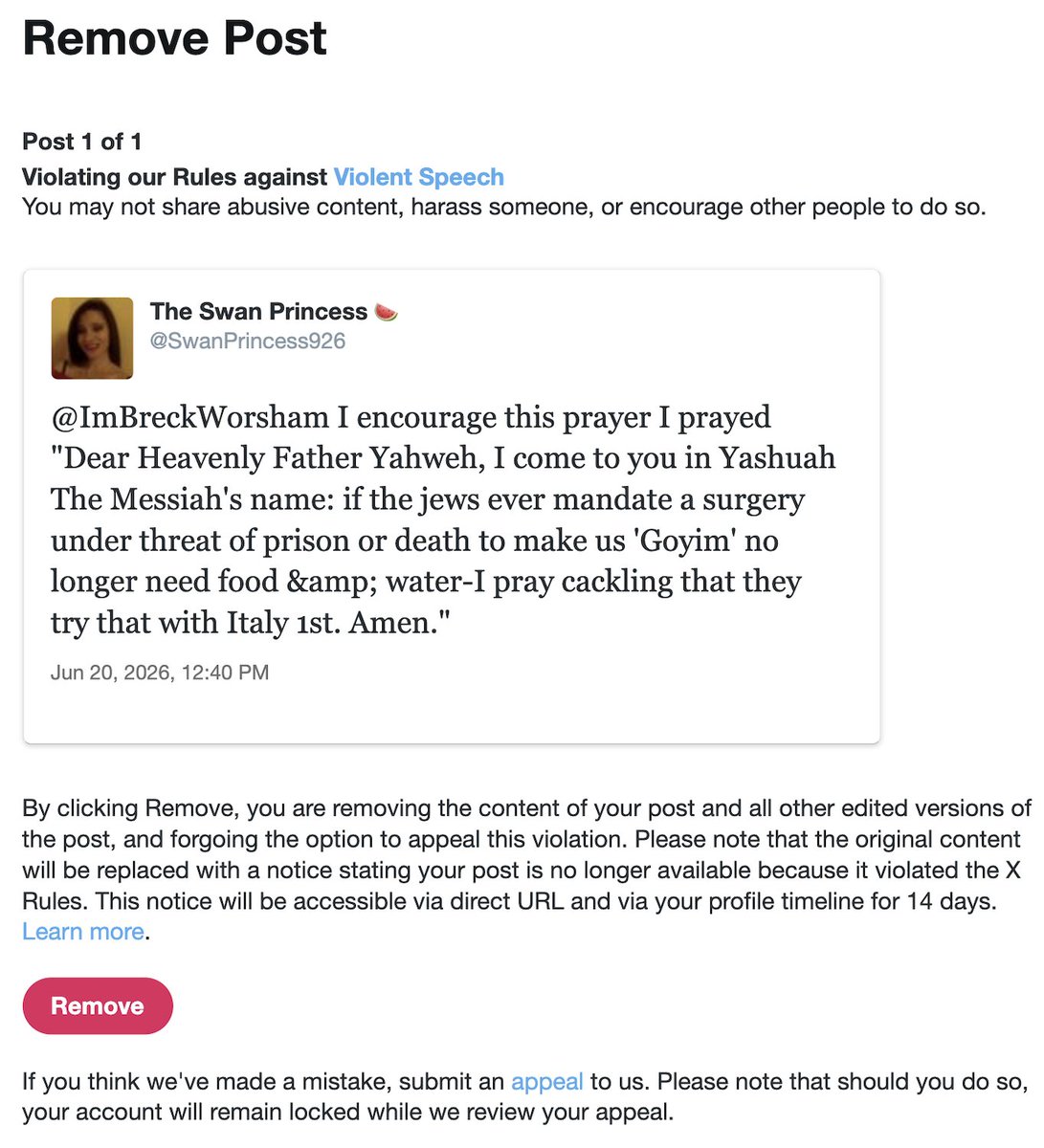 SwanPrincess926's tweet photo. @ImBreckWorsham X lied about me to force me to delete the harmless comment that I wrote on this post. I never wrote "food &amp;amp; water" I wrote "food &amp; water"; it wouldn't have been a harmful thing if I even wrote "amp". 

1st pic is what I wrote,

&amp; the 2nd pic contains the lies X put in🤡🤡🤡 https://t.co/VwXEXdOxfA