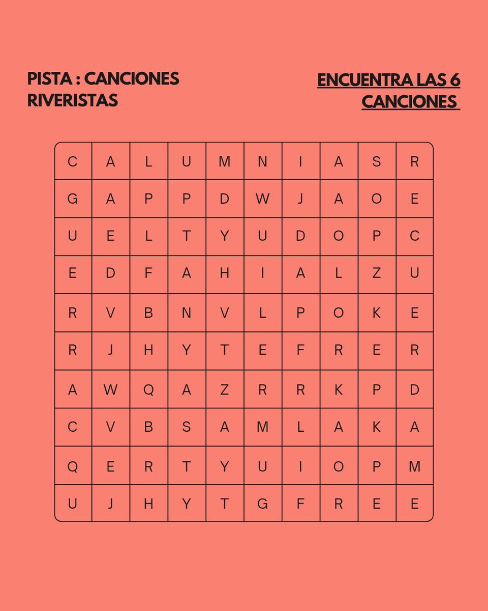 SMFSEDECDMX's tweet photo. 🧡🔍 ¡Sopa de Letras Riverista! 🔍🧡
Encuentra las palabras ocultas sobre Carlos Rivera 🎶✨, comparte tu resultado y reta a otros riveristas.
¿Listo para demostrar que eres un verdadero fan? 🧡
#CarlosRivera #ClubSMF #Riveristas https://t.co/9JBaeUD2tD