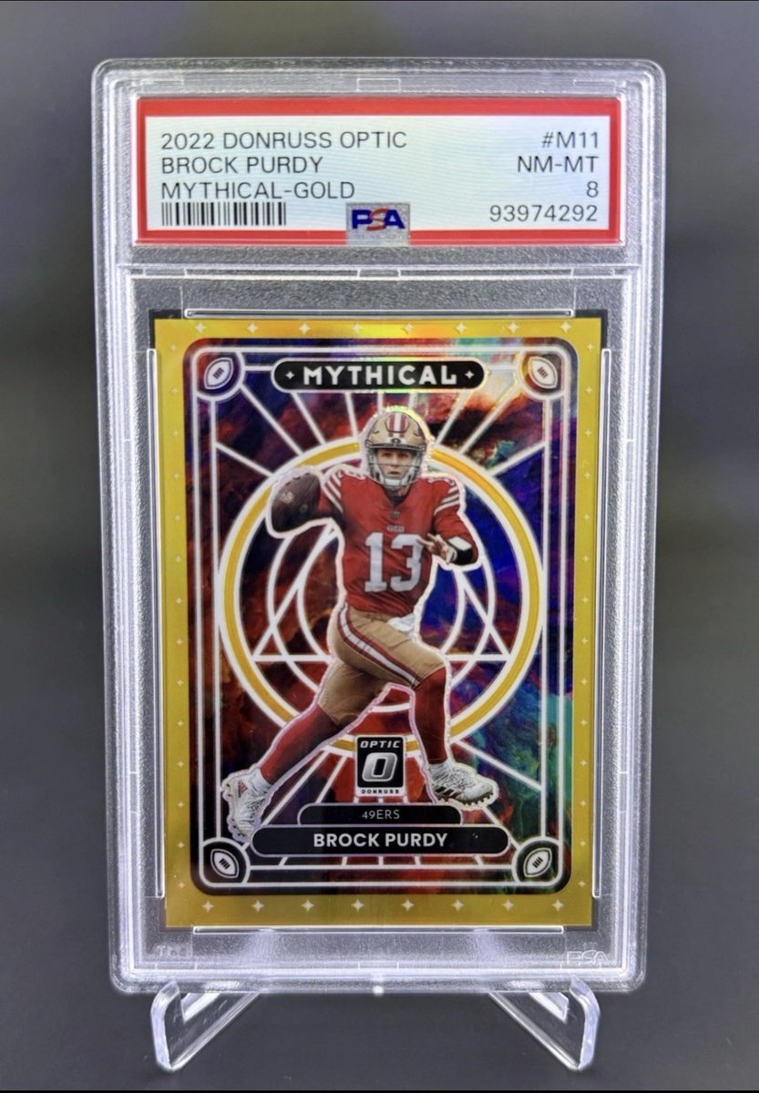 PUCCISMASH's tweet photo. @CardPurchaser Brock Purdy Mythical Gold /10 PSA 8 - $650 shipped https://t.co/oW7Uw5QOVD