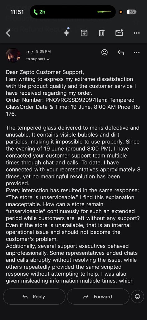 Victor1Exe's tweet photo. This is how zepto scams you guys this is what zepto has become now wasting my efforts time and money and bluntly lying for straight 24 hrs and being proud about it and cheating an innocent customer and looting the customer money. shame on you zepto . @ZeptoNow #ShameonZepto https://t.co/pNE2gucPZu