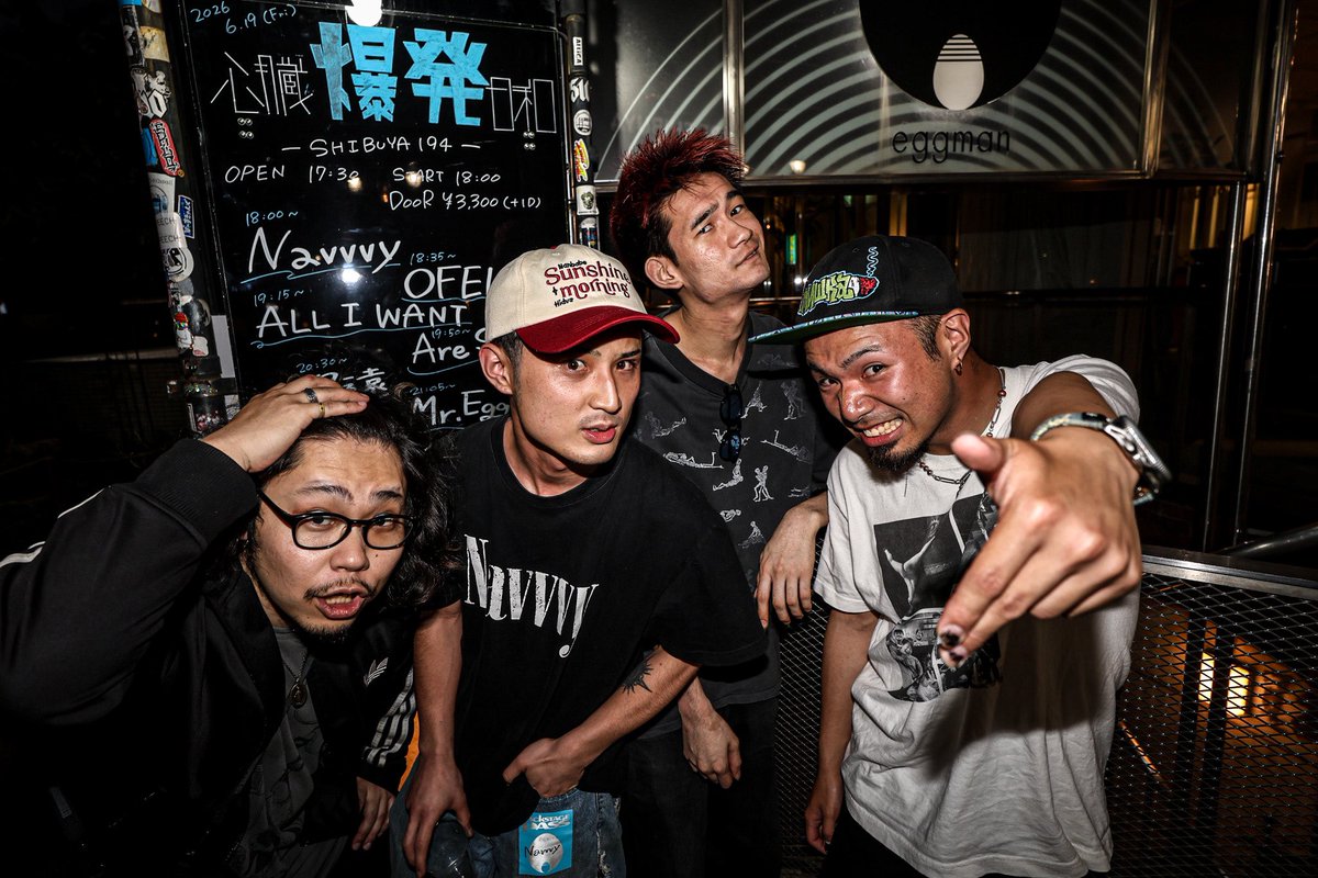 Navvvy_official's tweet photo. 心臓爆発日和-SHIBUYA194-　

2026/06/19(金) @ shibuya eggman

Are Square
ALL I WANT
OFELIA
久遠
Mr.EggPlant

トップバッターNavvvyでした！！🔥
直人さんいつもありがとう😭🌱 https://t.co/0EiMmZiiF0