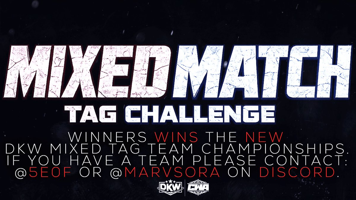 DKW_2026's tweet photo. OPERATION 1. 📡

I told you a reset was coming. This is the first piece of the puzzle.

We're officially introducing the DKW Mixed Tag Team Championships. The slate is completely blank. I want to see exactly who steps out of the dark when there's brand new gold on the line.

Figure out your teams. Hit up @5e0f or @Marvsora on Discord to lock your spot in.

#DKW2026